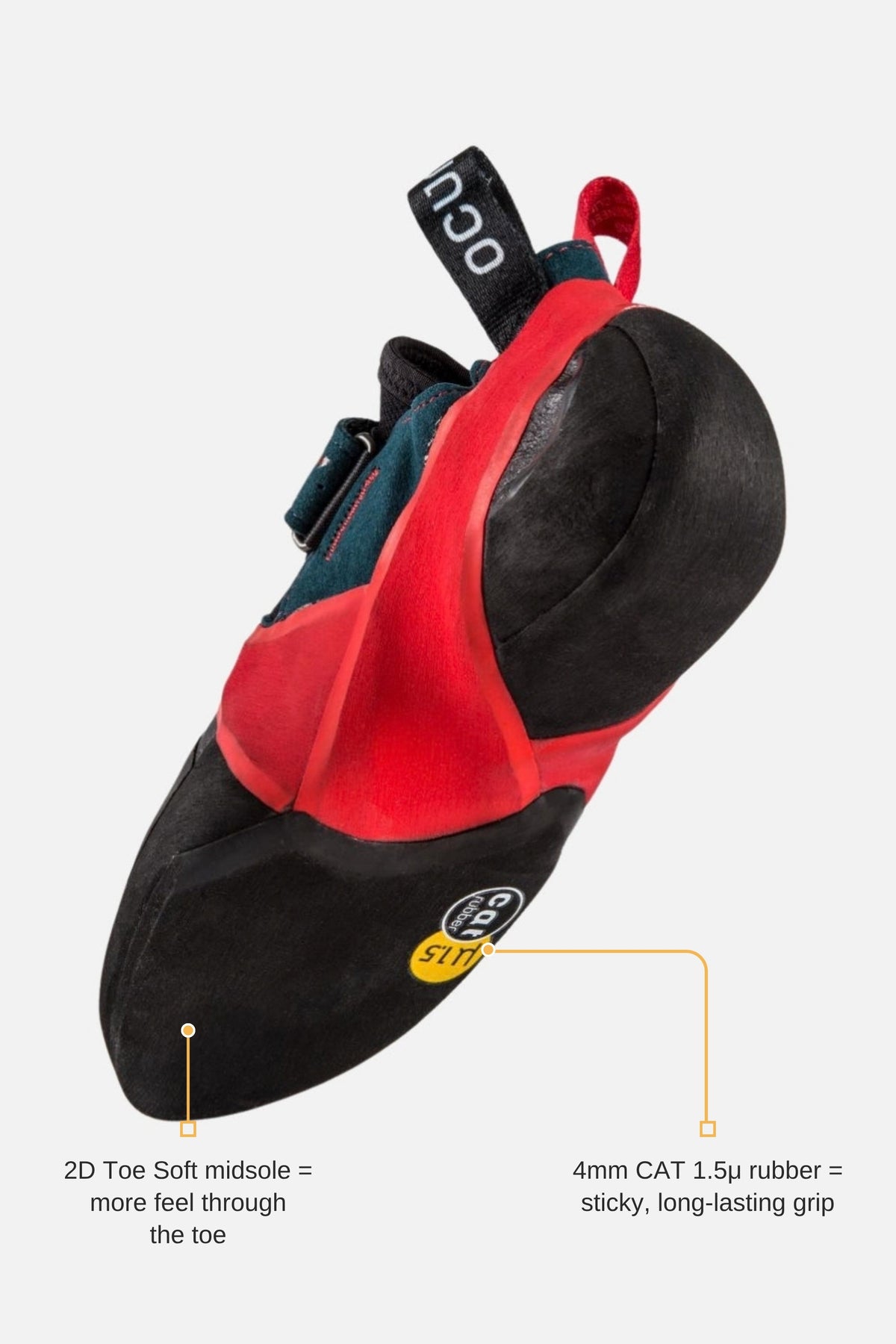 Ocun Bullit sole with labelled CAT rubber and midsole