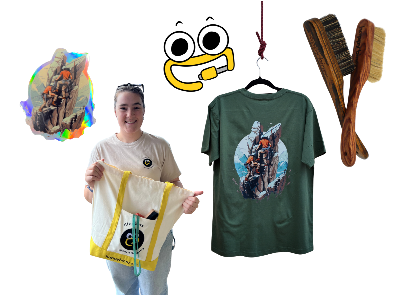 Happy Biner Lifestyle Bundle — Tee, Tote, Brush & Stickers